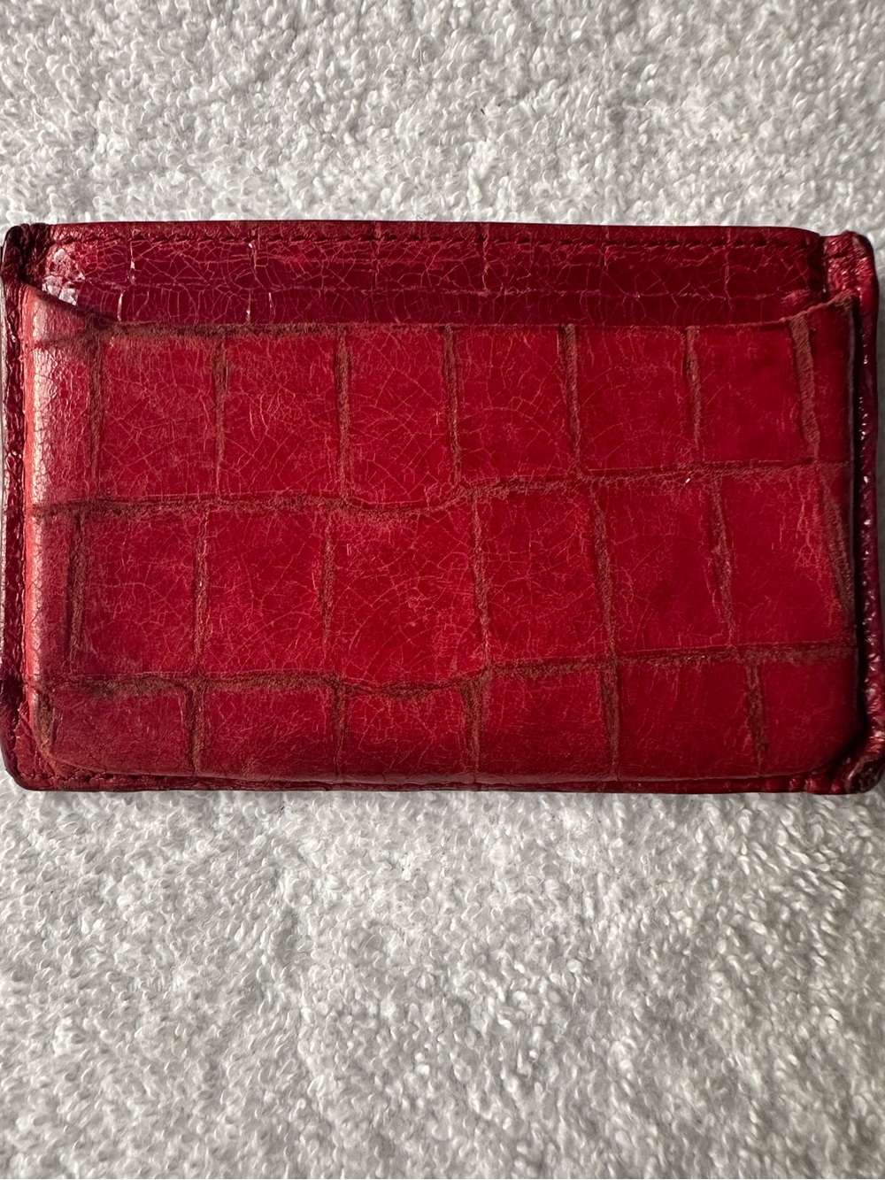 SOLD! Miu Miu Red Embossed Croc Leather Card Holder Wallet Authentic - Picture 3 of 11